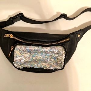 Black Fanny Pack with Sequin Front